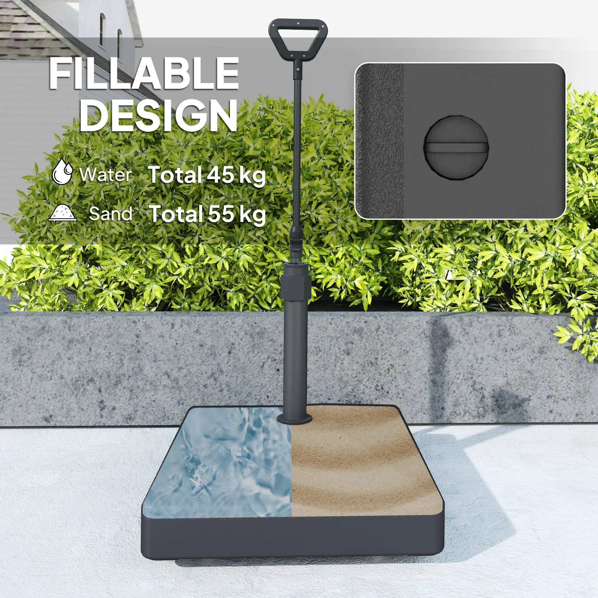 Outsunny Outsunny Garden Parasol Base Parasol Stand, Sand/Water Filled, Black - Parasol