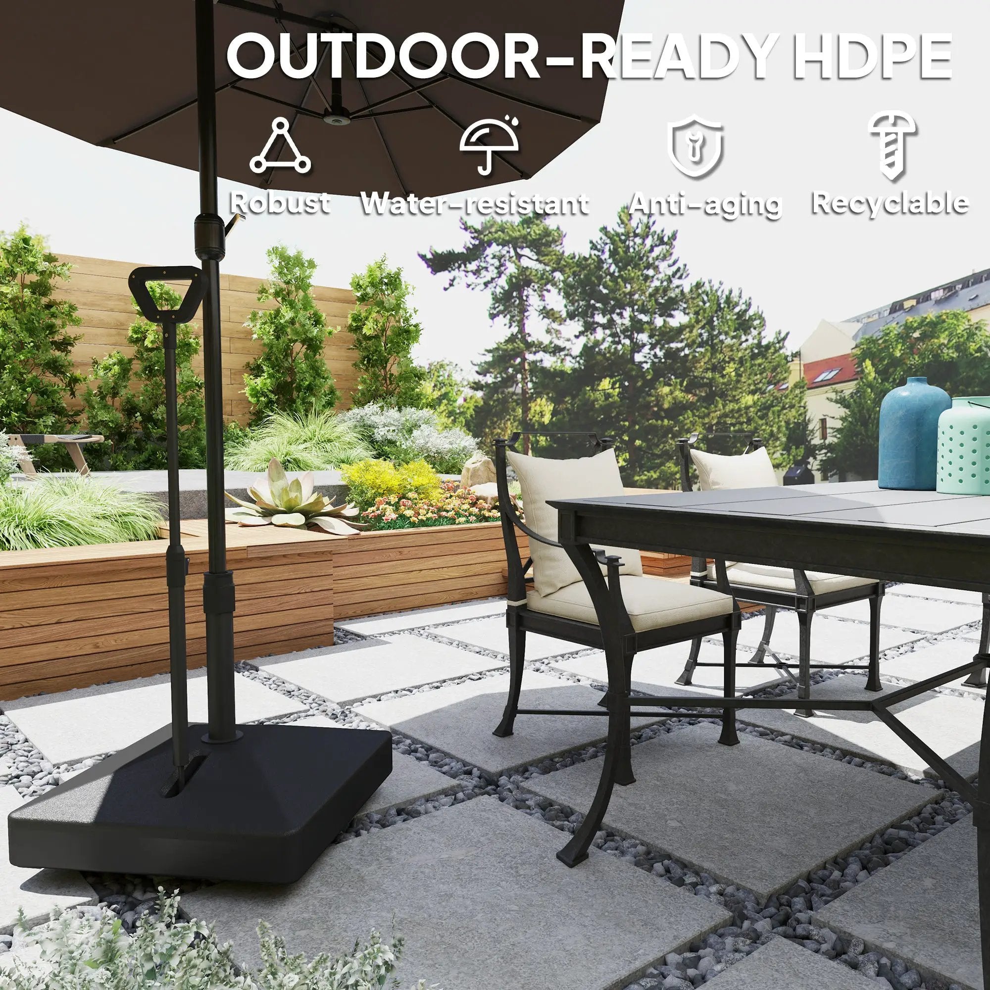 Outsunny Outsunny Garden Parasol Base Parasol Stand, Sand/Water Filled, Black - Parasol