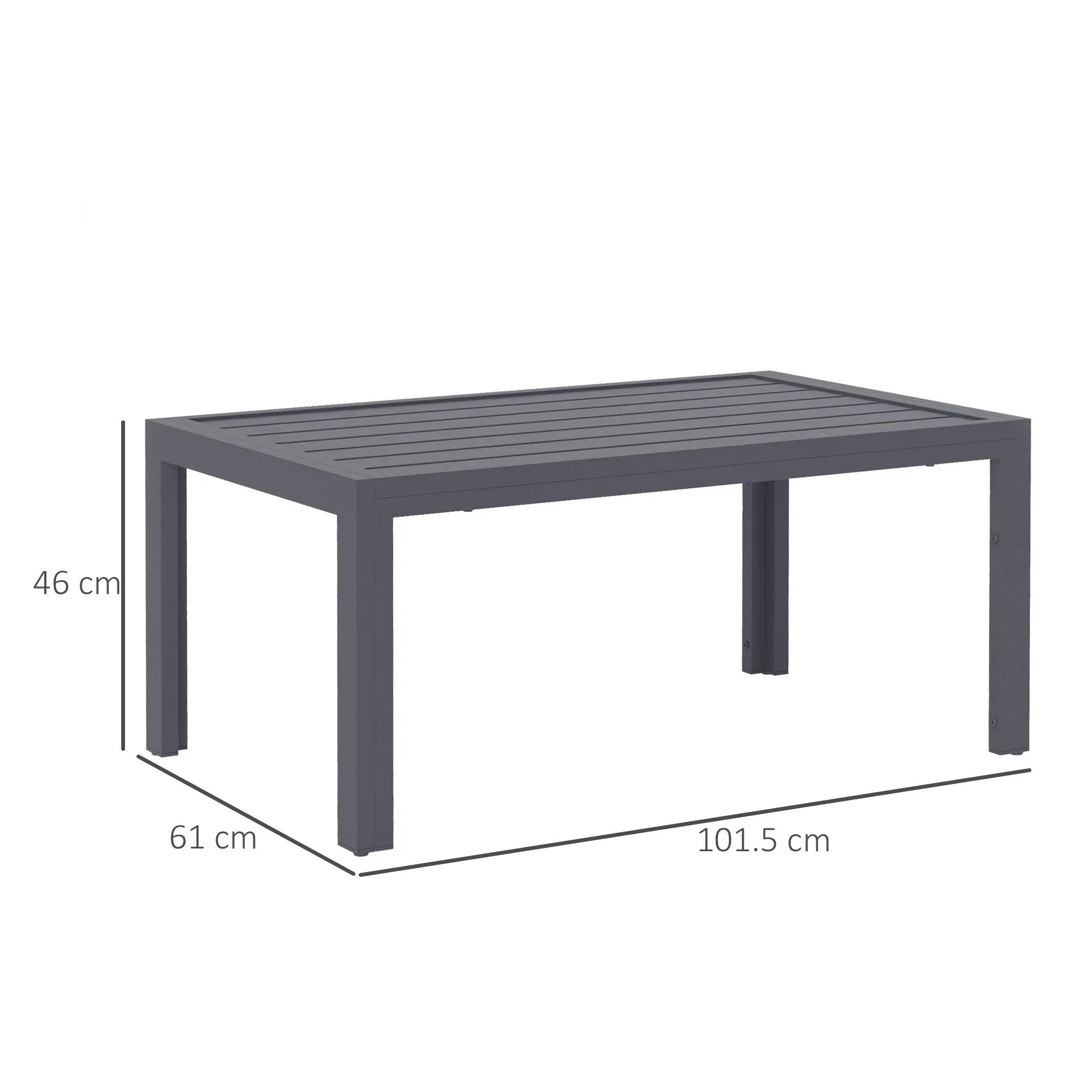 Outsunny Outsunny Outdoor Side Table Garden Table with Steel Frame and Slat Top Grey - Garden Table