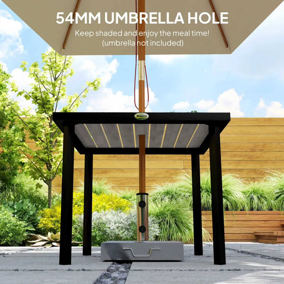 Outsunny Outsunny Garden Table for 4 Person with 5.4cm Parasol Hole - Garden Table