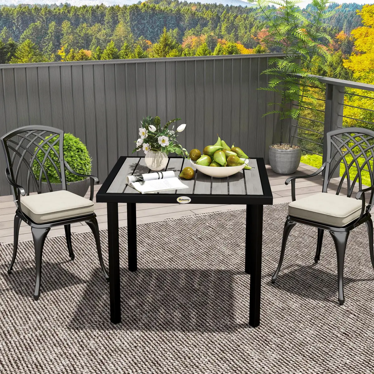 Outsunny Outsunny Garden Table for 4 Person with 5.4cm Parasol Hole - Garden Table