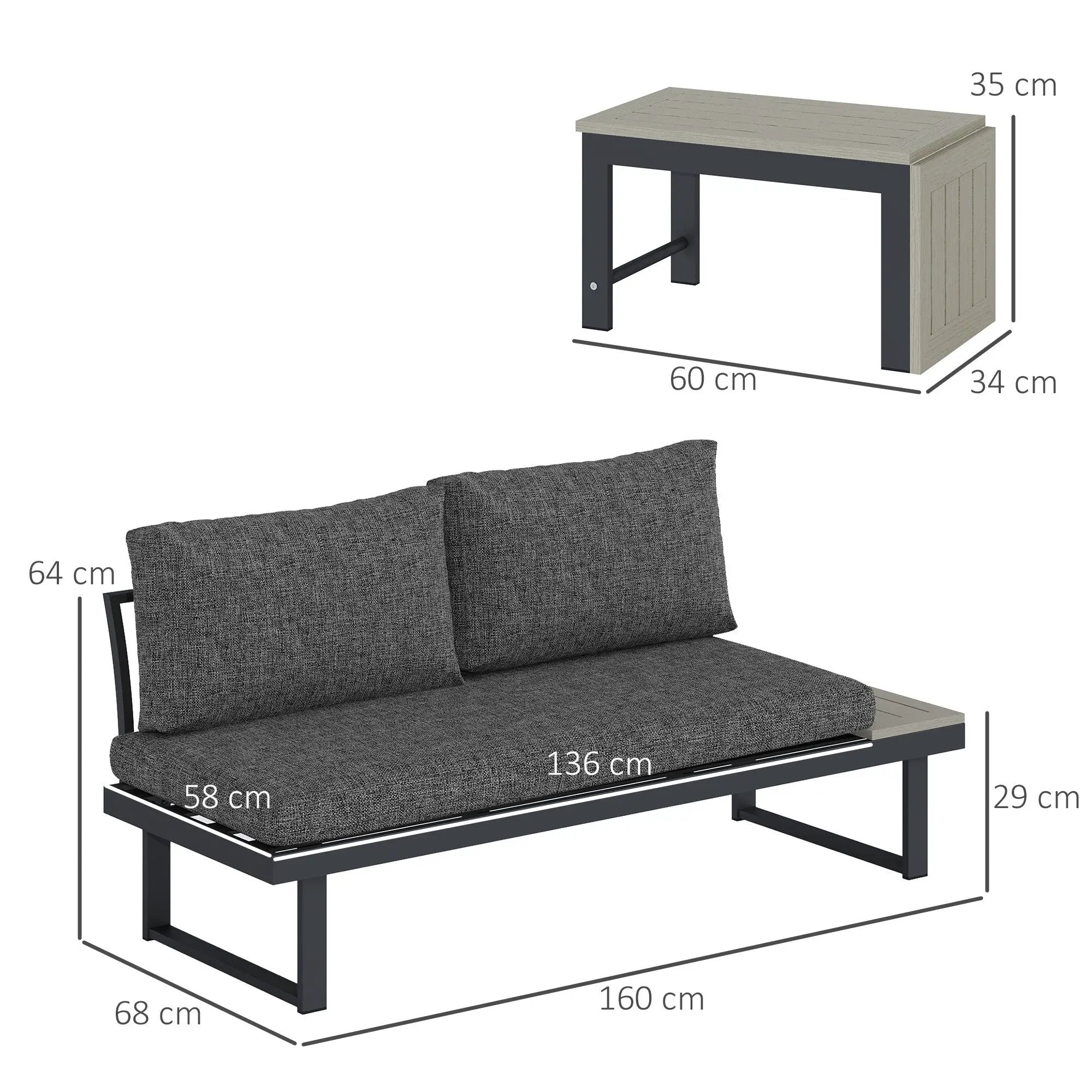 Outsunny Outsunny 4 Seater L Shaped Aluminium Garden Furniture Set with Coffee Table - Garden Sofa Sets