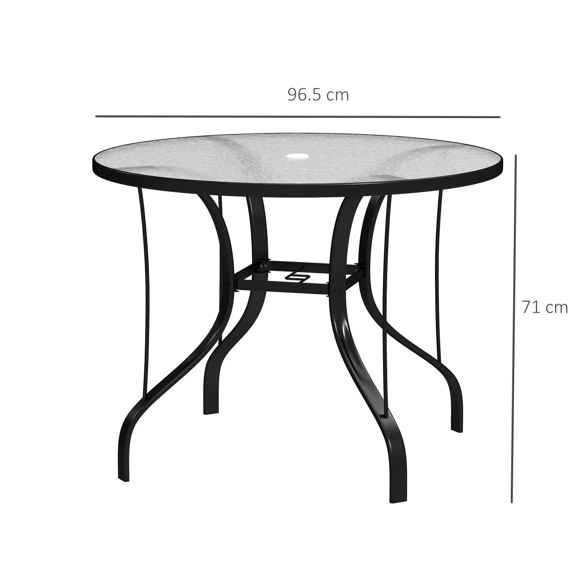 Outsunny Outsunny Outdoor Dining Table with Parasol Hole, Round, 96.5 x 96.5 x 71 cm - Garden Table
