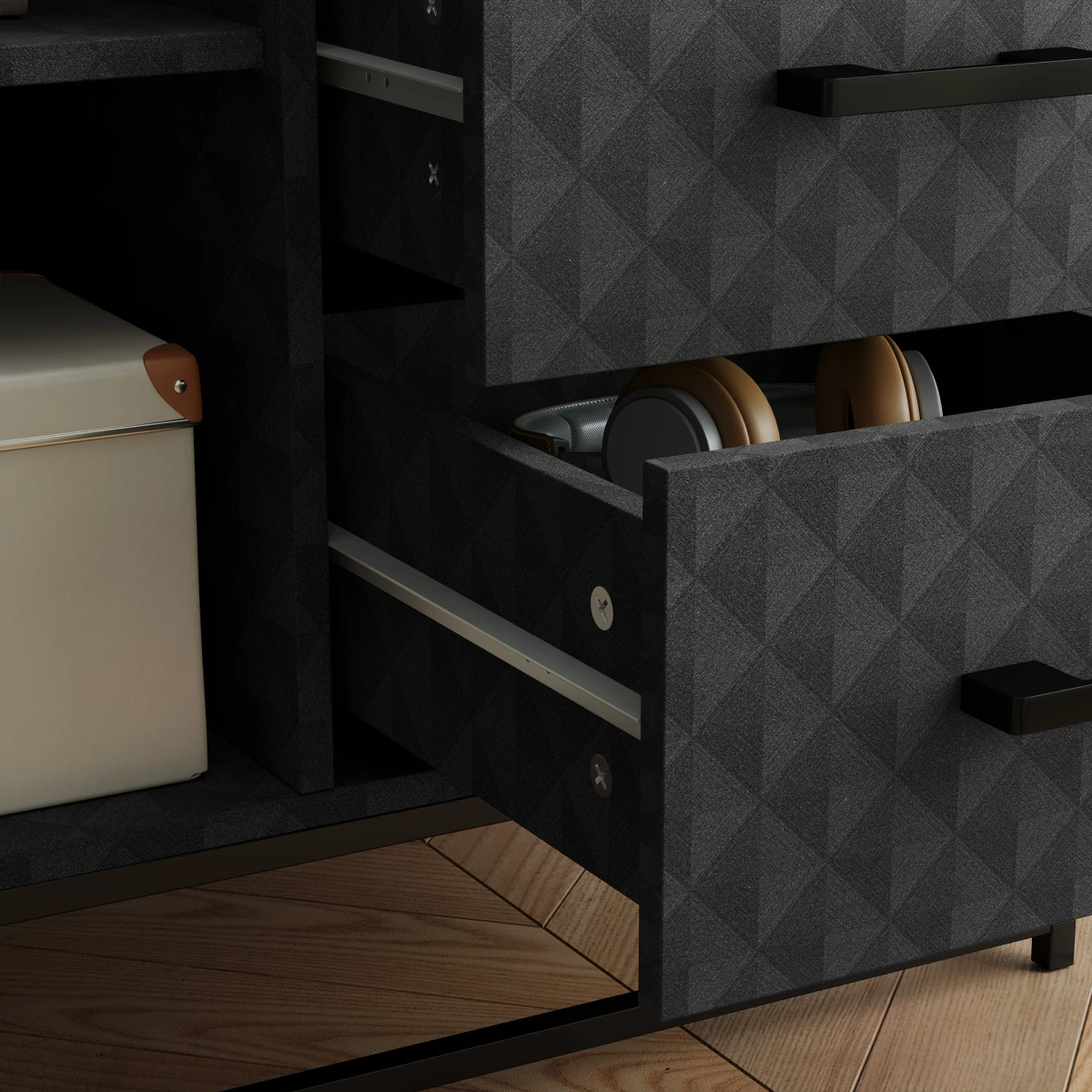 HOMCOM Storage Cabinet Medium Size With Adjustable Shelf Open Compartment And Two Drawers For Home Organization by HOMCOM