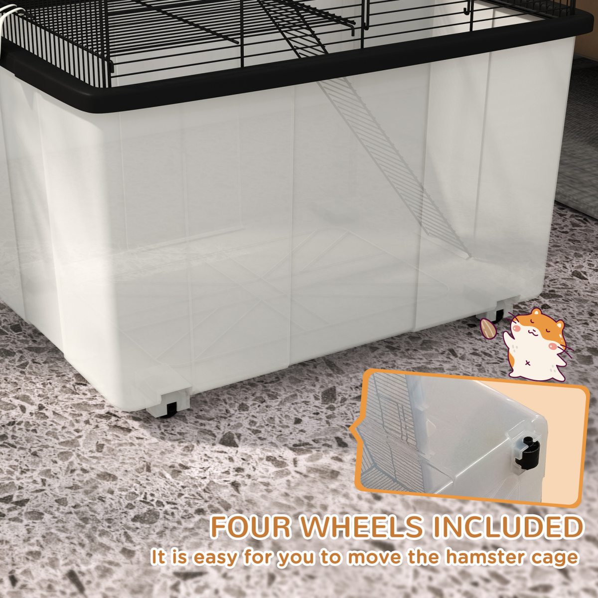 PawHut Hamster Cage, Three-Tier Gerbil Cage w/ Deep Bottom, Ramp, Food Dish - from PawHut