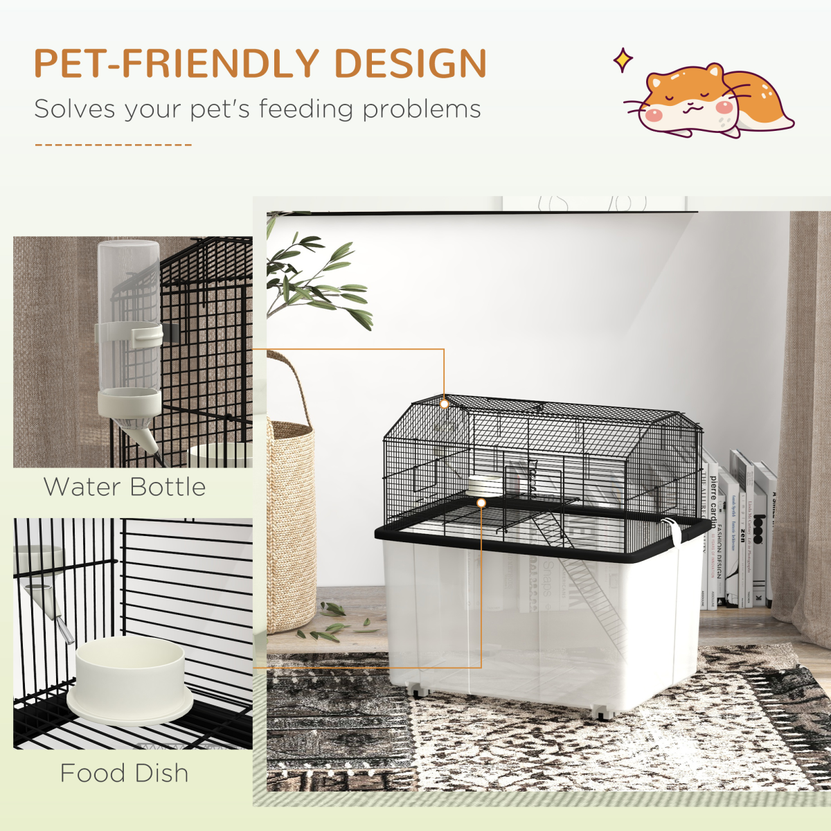 PawHut Hamster Cage, Three-Tier Gerbil Cage w/ Deep Bottom, Ramp, Food Dish - from PawHut