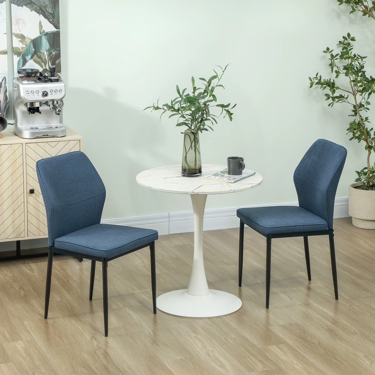 Stylish Velvet Dining Chairs - Ergonomic Support & Space-Saving Design by HOMCOM