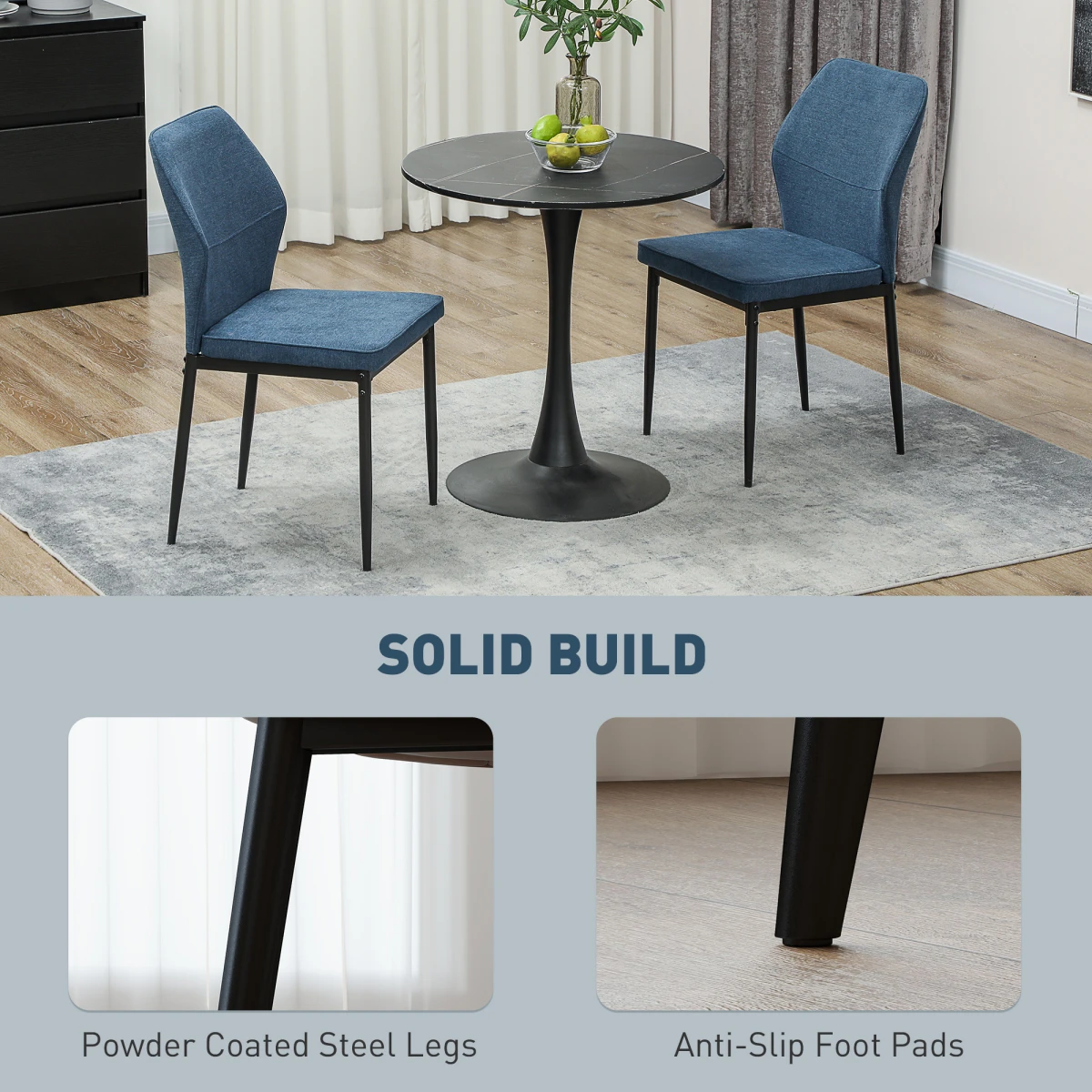Stylish Velvet Dining Chairs - Ergonomic Support & Space-Saving Design by HOMCOM