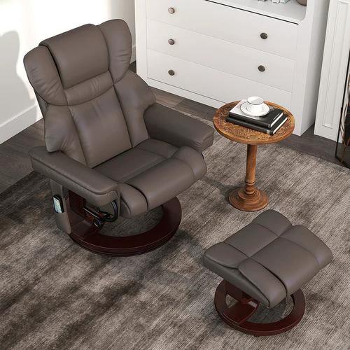 HOMCOM Massage Recliner Chair with Footstool and Adjustable Backrest for Ultimate Relaxation and Comfort - Recliner