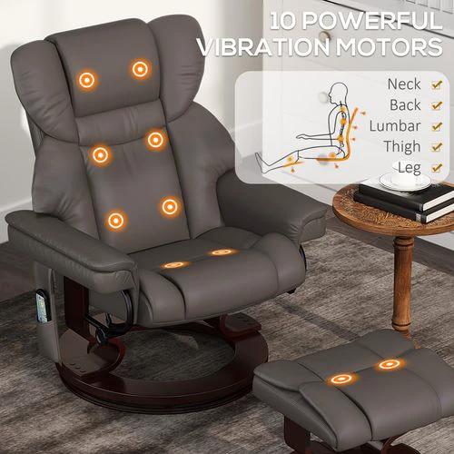 HOMCOM Massage Recliner Chair with Footstool and Adjustable Backrest for Ultimate Relaxation and Comfort - Recliner