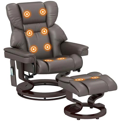 HOMCOM Massage Recliner Chair with Footstool and Adjustable Backrest for Ultimate Relaxation and Comfort - Recliner