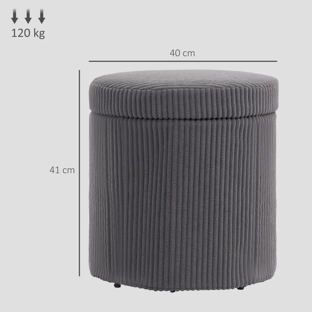 HOMCOM HOMCOM Round Storage Ottoman with Lid, Vanity Stool with Storage - Footstool