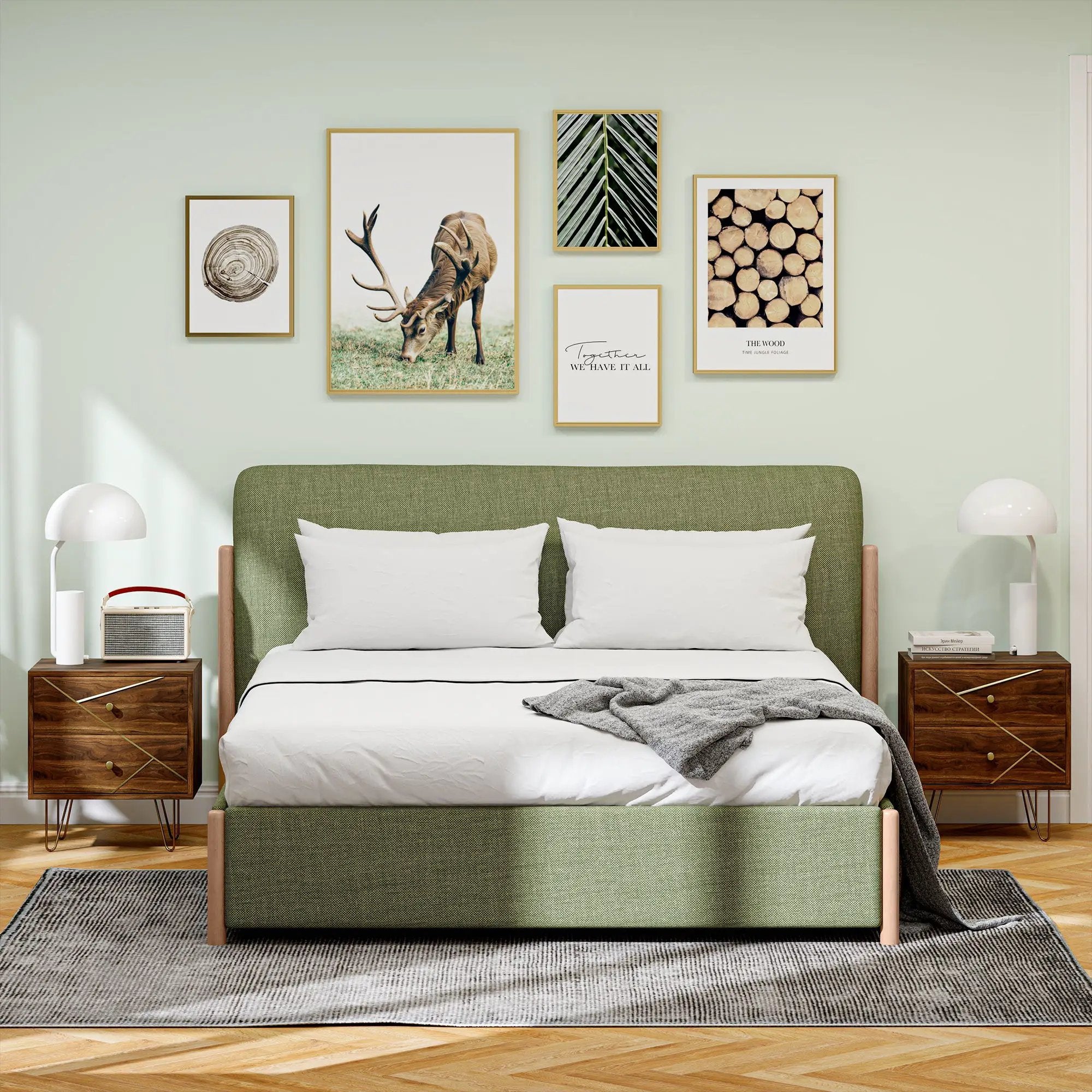 HOMCOM HOMCOM Bedside Tables Set of 2, Modern Side Table Set with 2 Drawers, Brown - Bedside Table