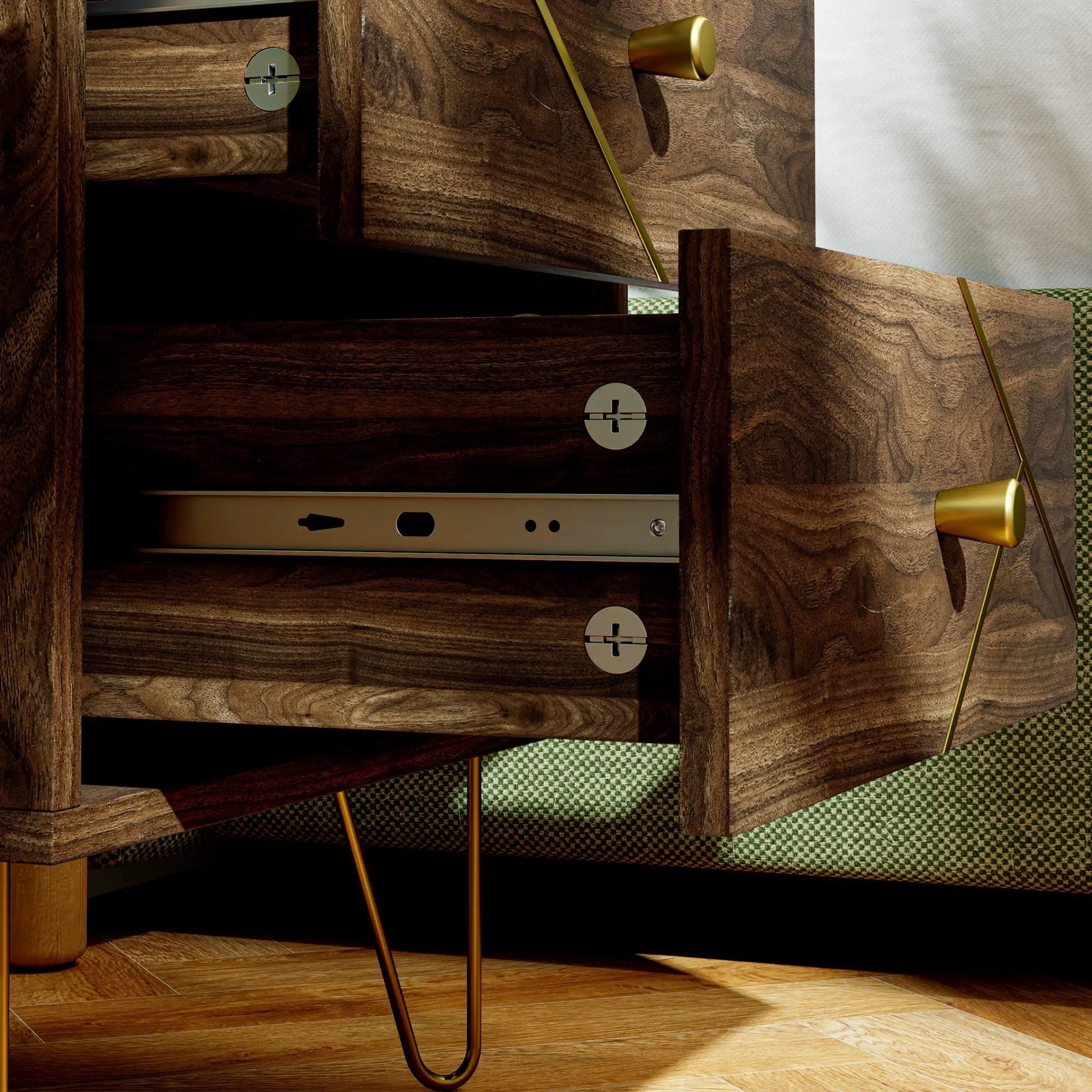 HOMCOM HOMCOM Bedside Tables Set of 2, Modern Side Table Set with 2 Drawers, Brown - Bedside Table