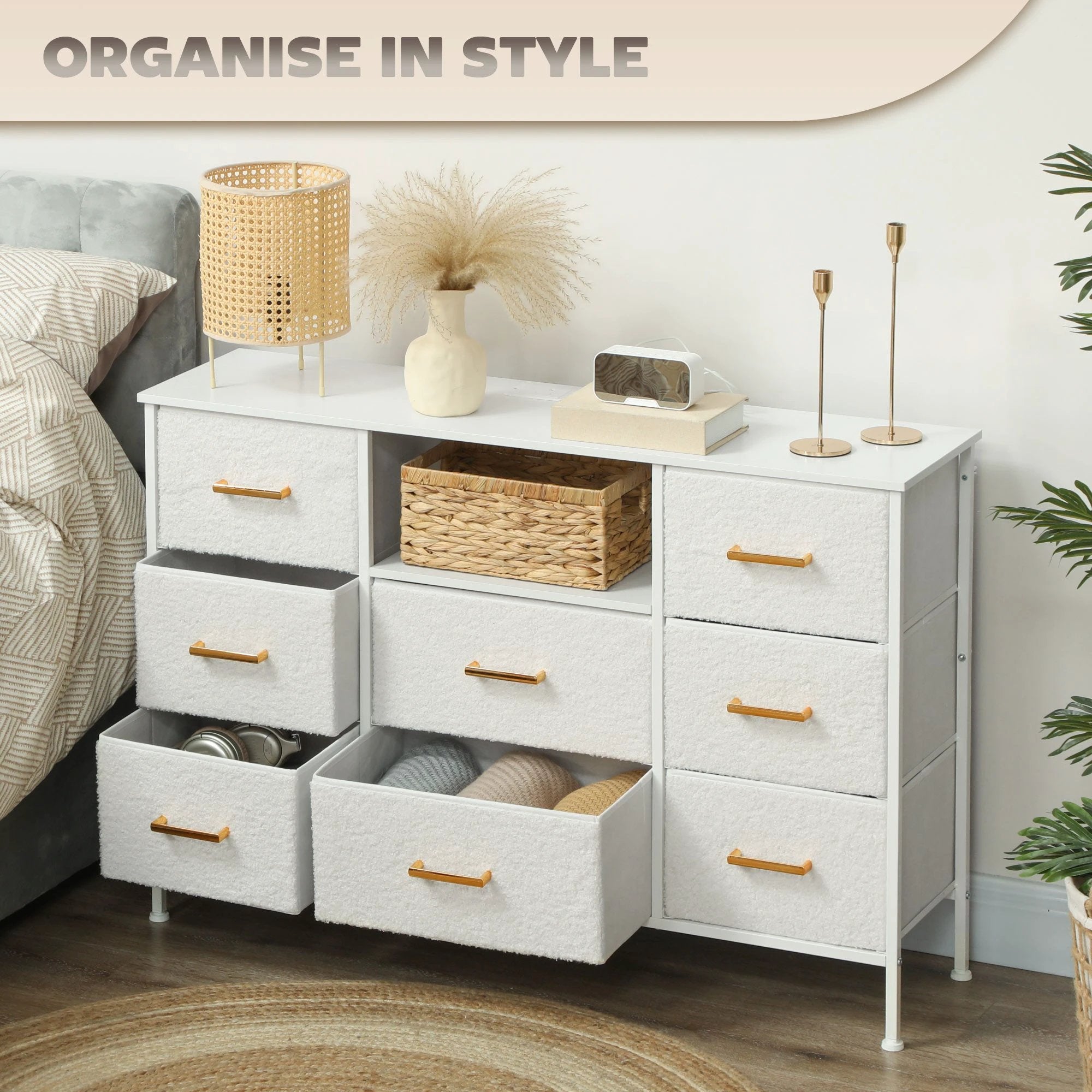 HOMCOM Dresser 8-Drawer USB Ports Home by HOMCOM