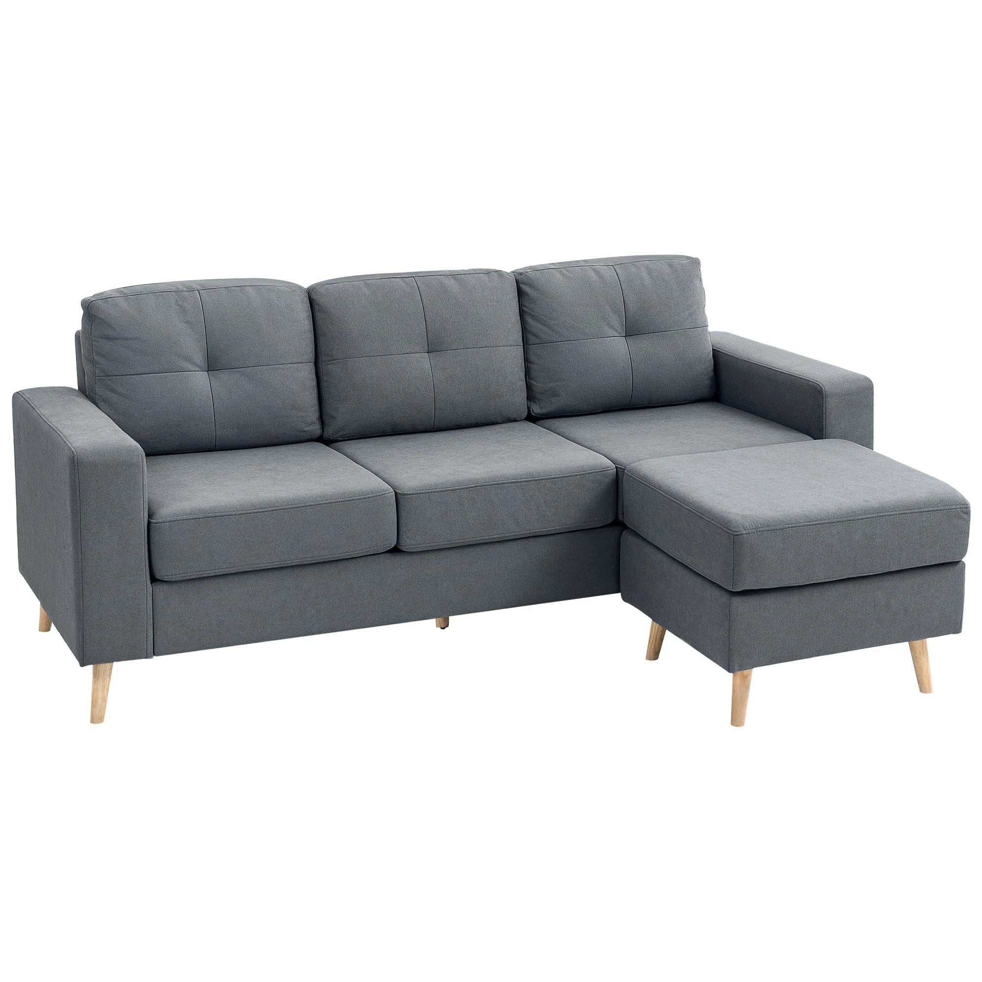 HOMCOM L Shaped Sofa 3Seat Space Saving Linen LivingRoom by HOMCOM