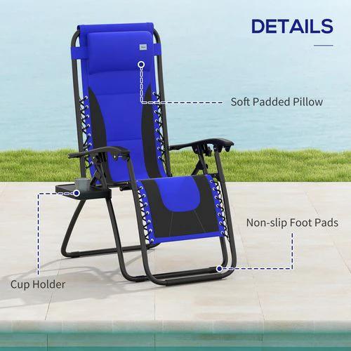 Outsunny Outsunny Folding Recliner Chair with Cup Holder and Adjustable Position for Outdoor Relaxation - Sun Lounger
