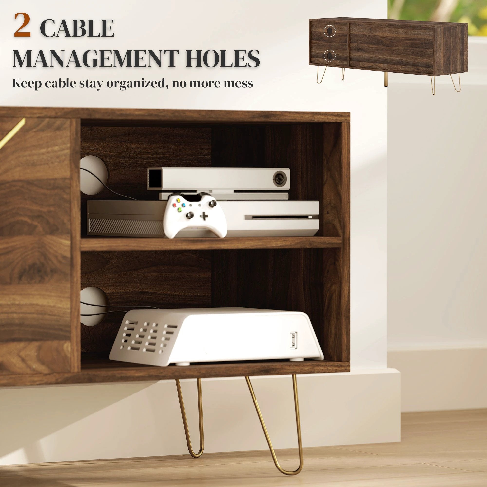 Chic Wooden TV Stand 130cm Adjustable Shelves Living Room by HOMCOM