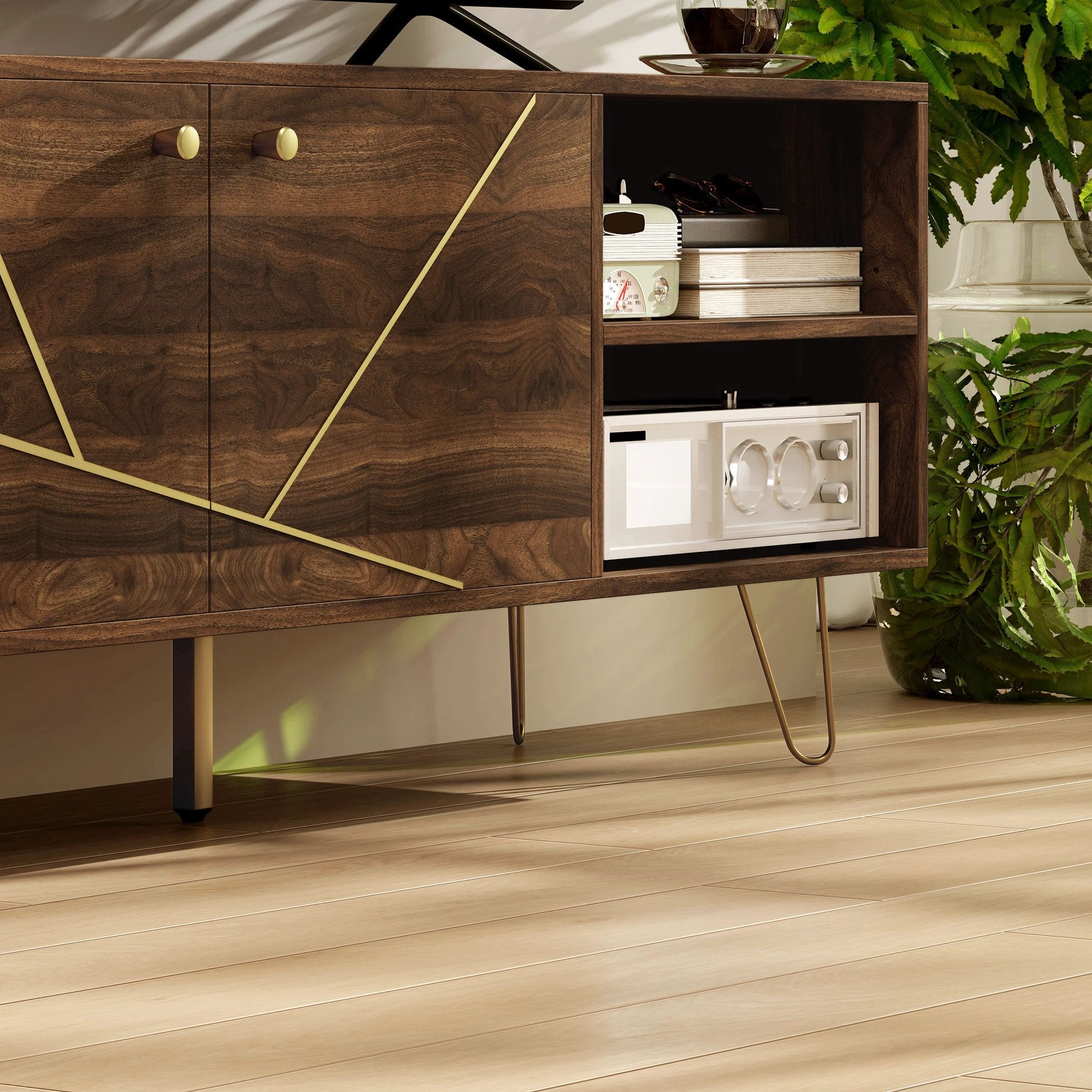 Chic Wooden TV Stand 130cm Adjustable Shelves Living Room by HOMCOM