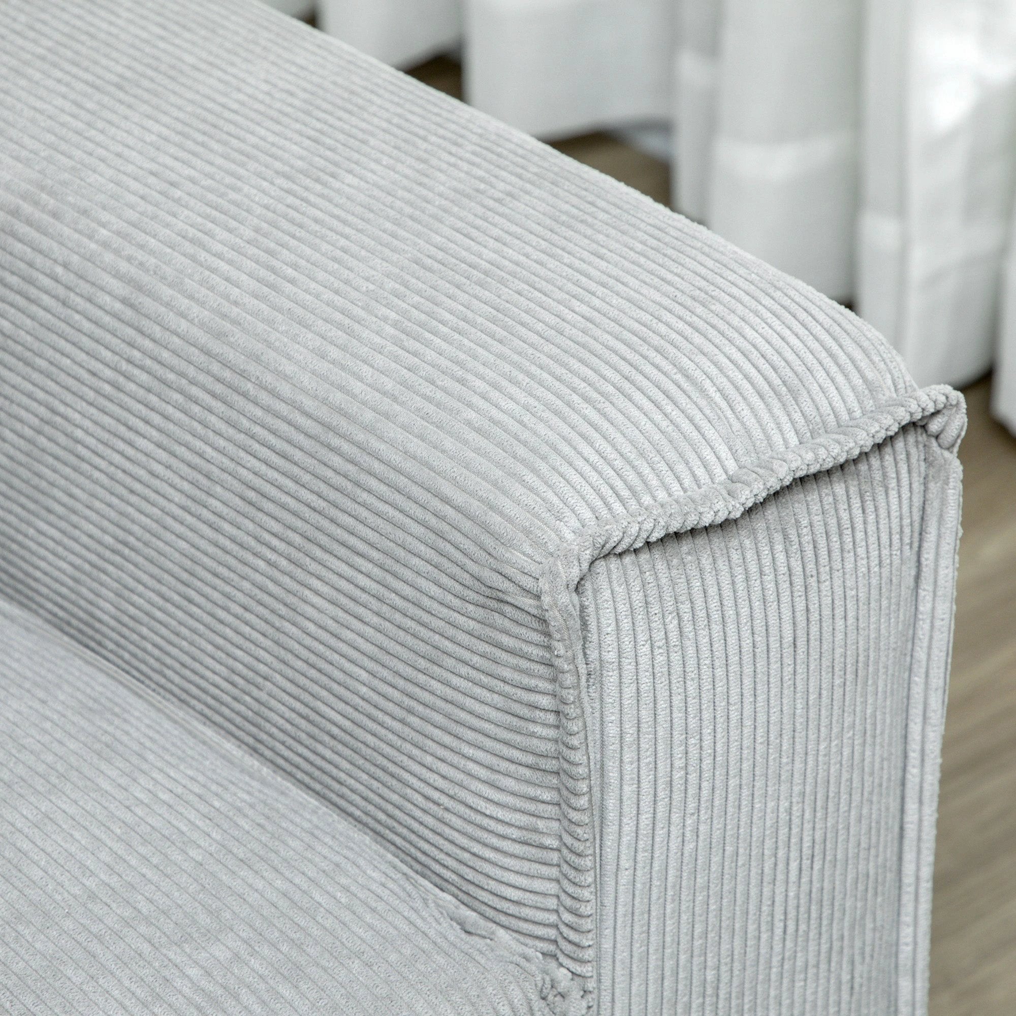 Cosy Corduroy Sofa Three Seater Grey Upholstered Living by HOMCOM