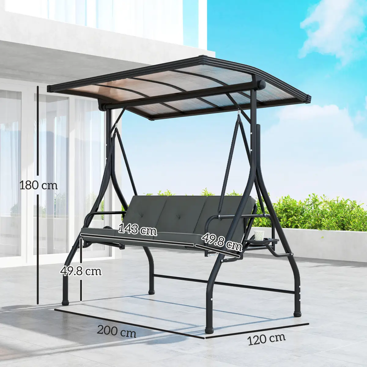 Outsunny Outsunny 3 Seater Garden Swing Seat Bed, Convertible Swing Chair - Hammocks