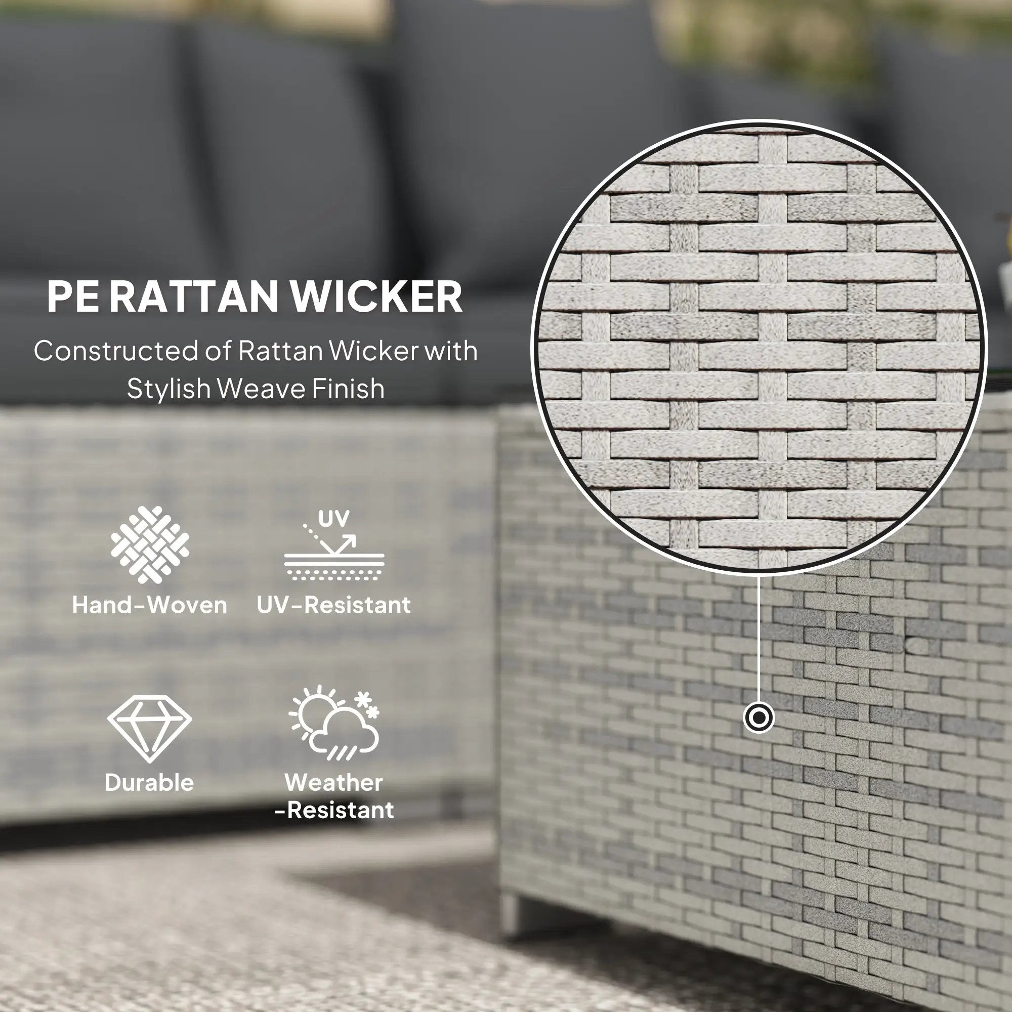 Outsunny Outsunny 6 Pieces Rattan Furniture Set Garden Sofa Set Mixed Grey - Garden Sofa Sets