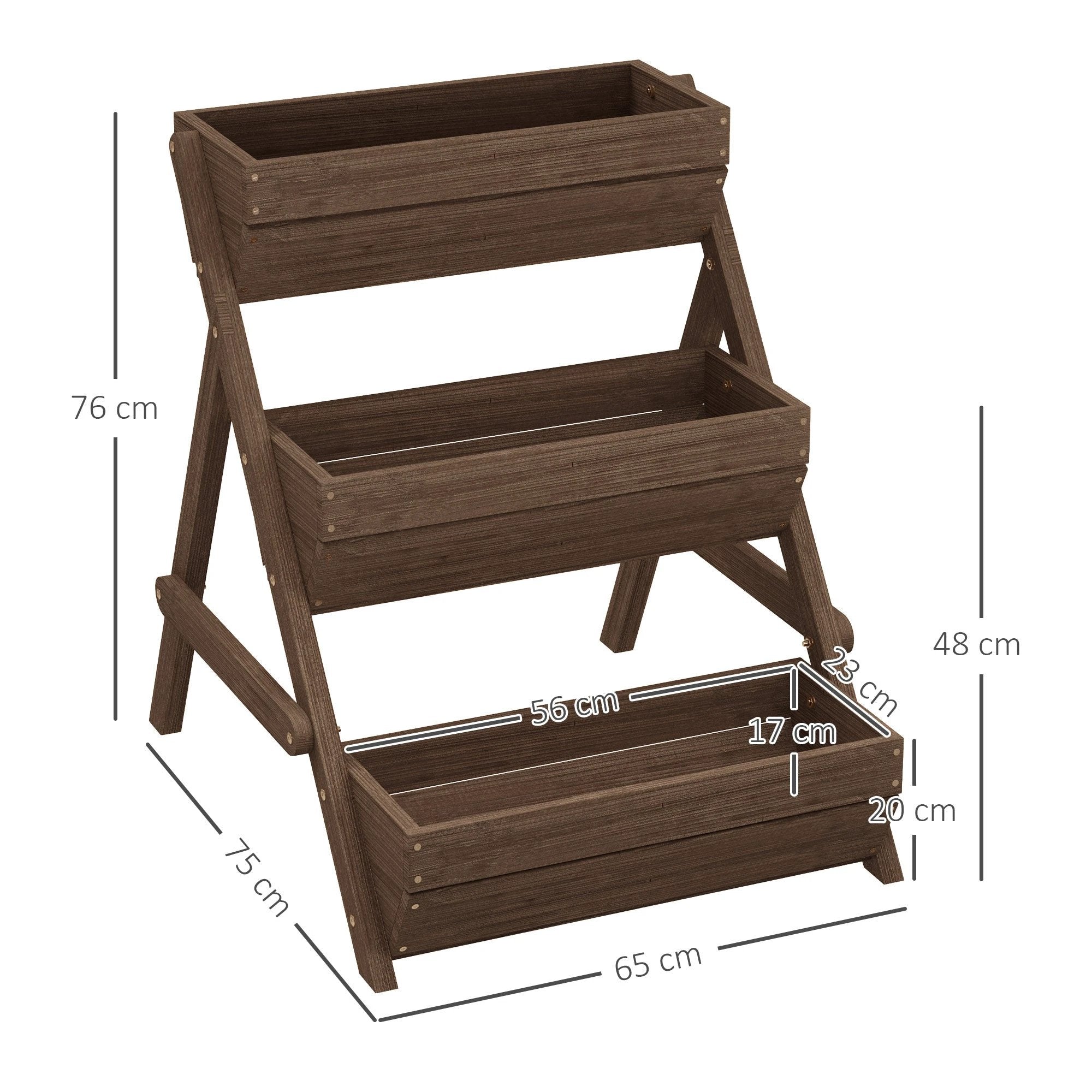 Premium 3 Tier Raised Garden Bed Wood Planter Kit Tan Patio by Outsunny