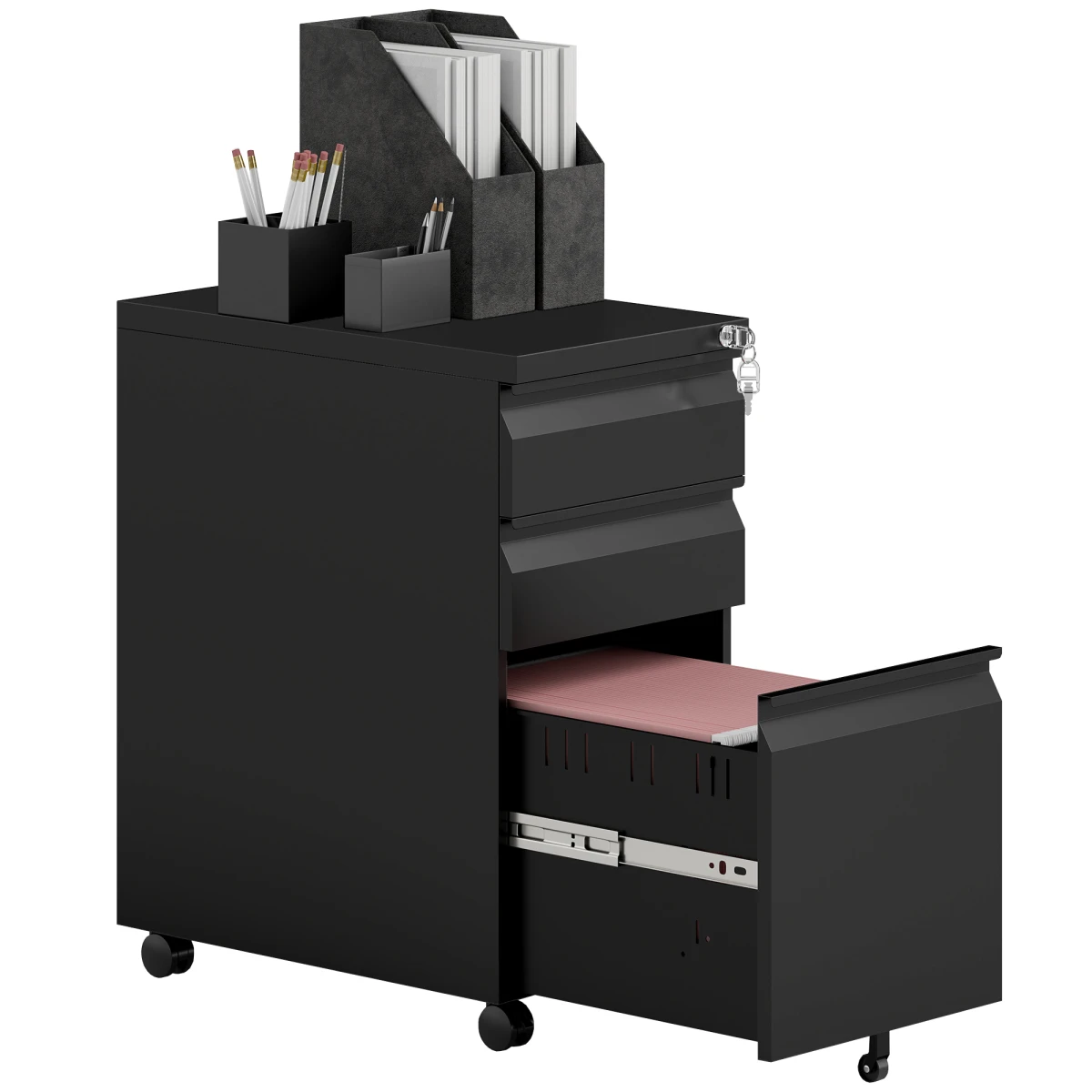 Vinsetto Vinsetto File Cabinet 3 Drawer Locking Office - Office Storage