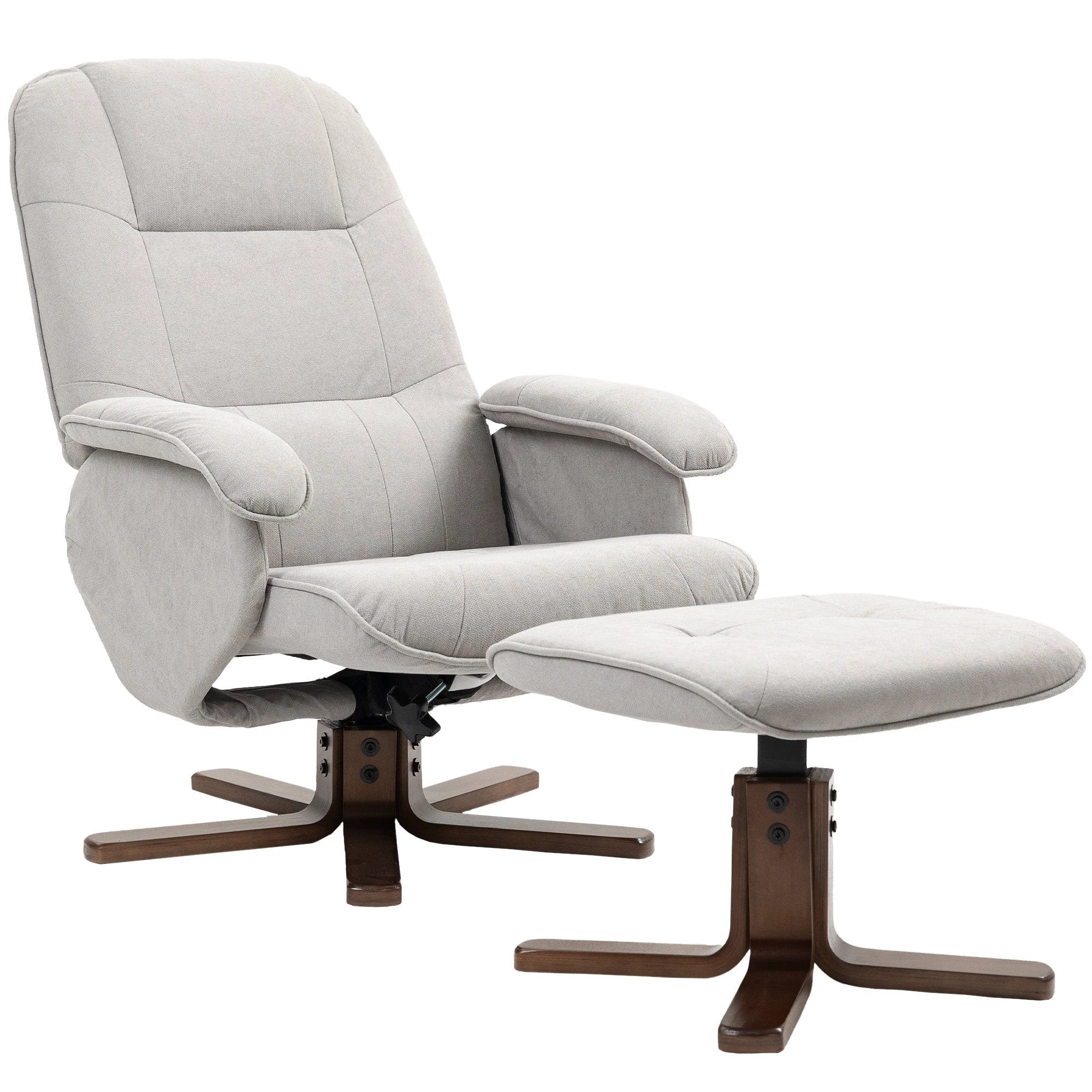 HOMCOM HOMCOM Swivel Recliner Chair With Footstool Wooden Base Home - Recliner