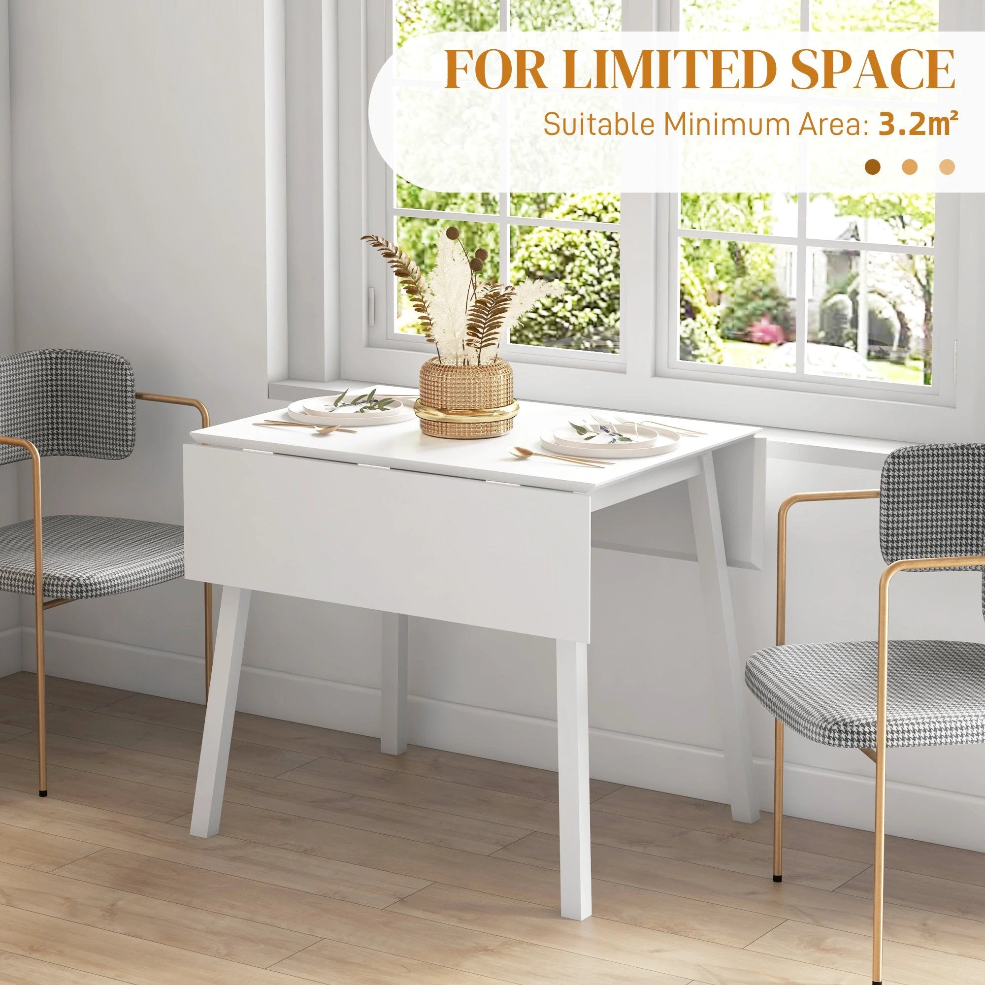 Premium Drop Leaf Extendable Dining Table 2 To 4 Seater Home by HOMCOM