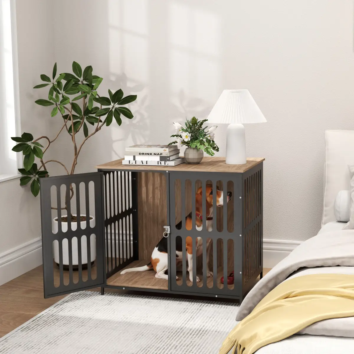 PawHut PawHut Dog Crate Furniture with Anti-Chew Resistant Mesh for Medium Dogs - Dog Crate