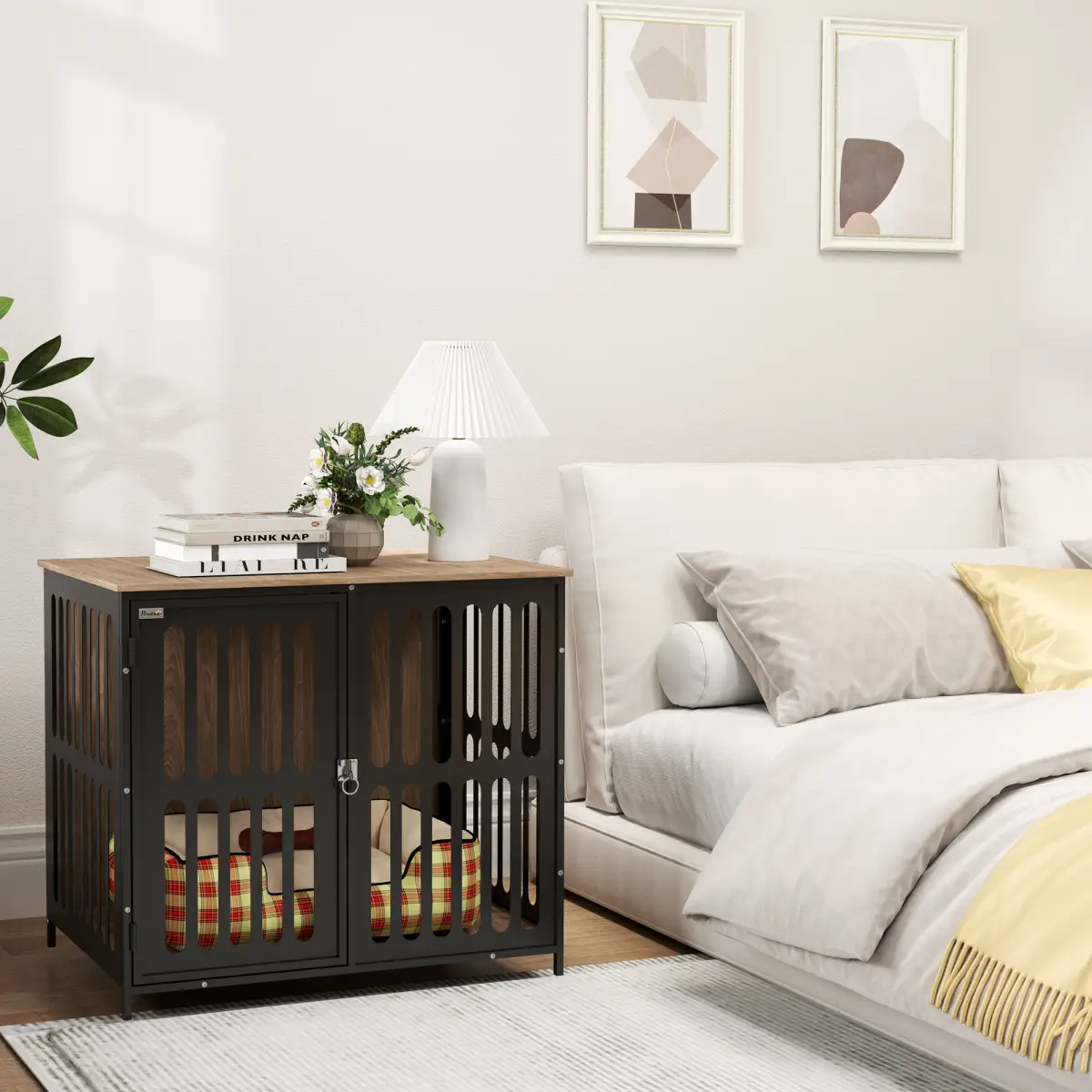 PawHut PawHut Dog Crate Furniture with Anti-Chew Resistant Mesh for Medium Dogs - Dog Crate