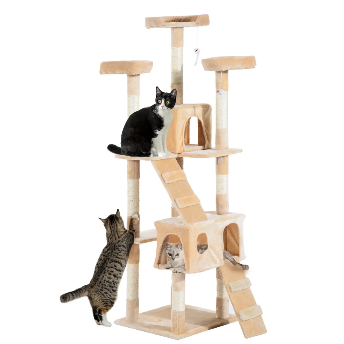 PawHut PawHut Cat Tree Scratcher Activity Centre, Condo Scratching Post Toy Bed - Cat Tree