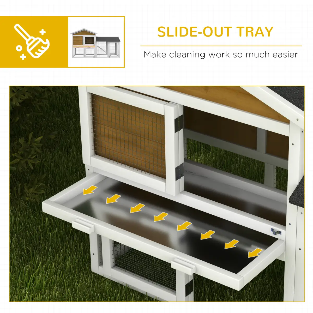 PawHut Pawhut 2-Tier Wooden Rabbit Bunny Guinea Pig Hutch Small Pet House Ramp - Rabbit Hutch