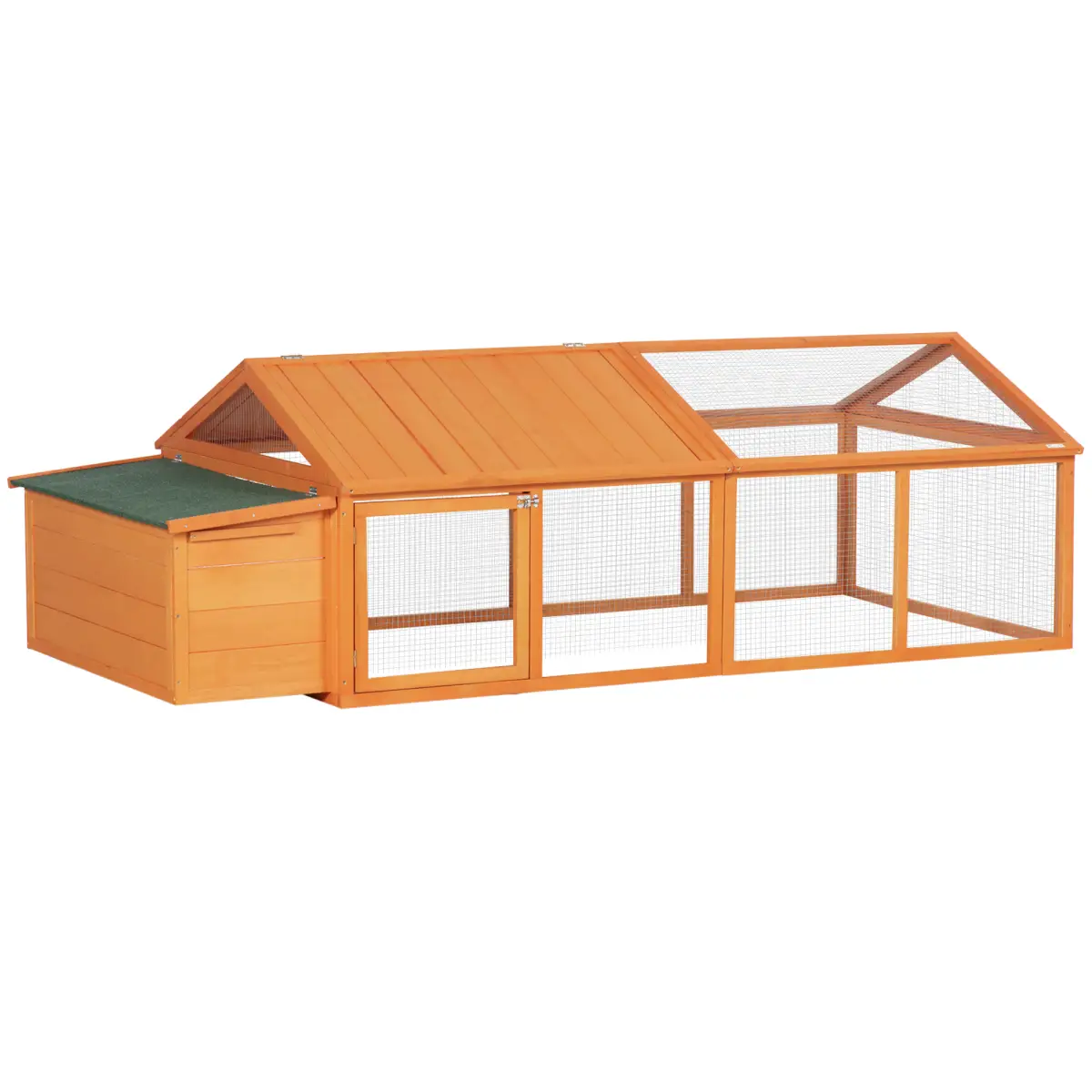 PawHut PawHut Wooden Chicken Run with Nesting Box, Openable Roof, for 4-8 Chickens - Chicken Coop