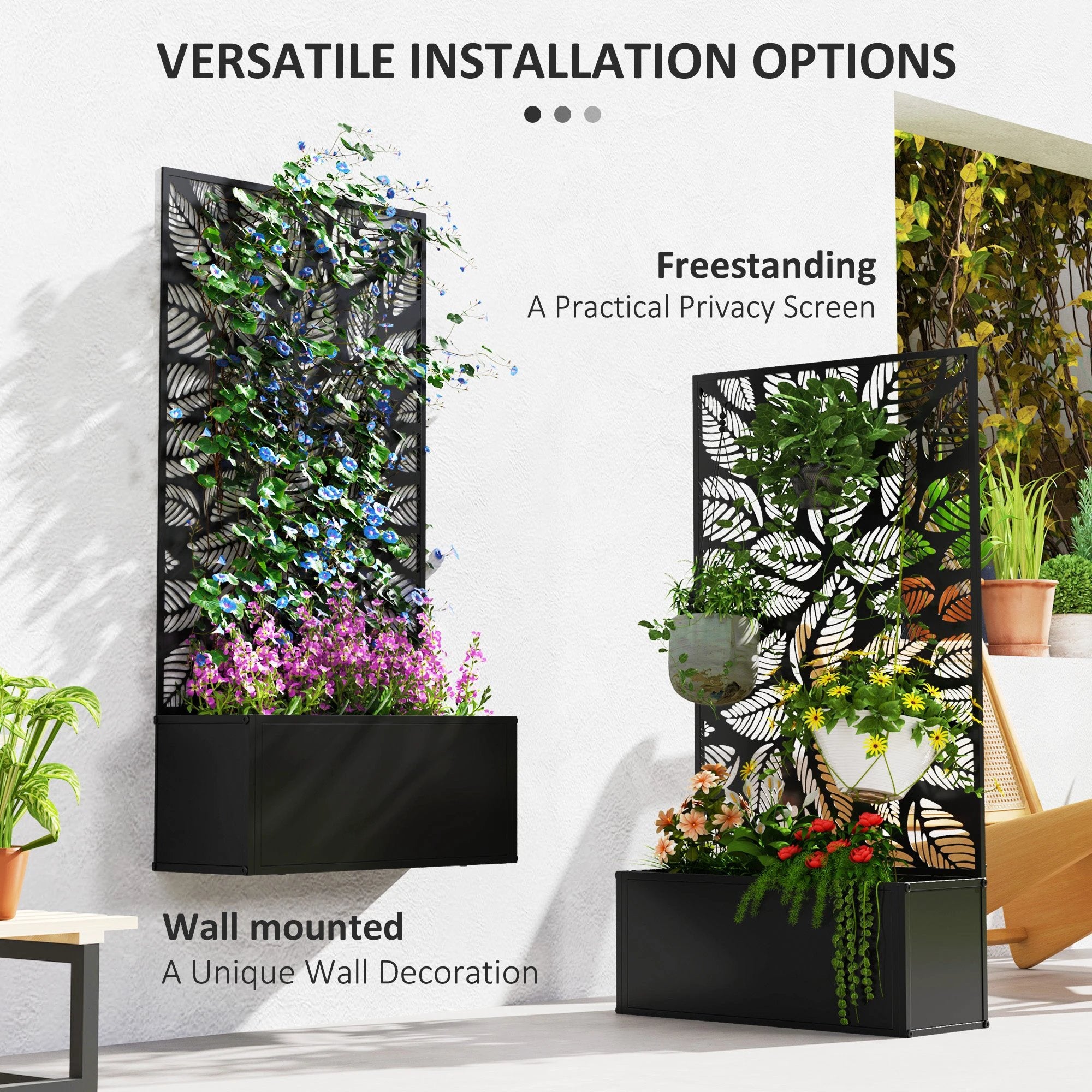 Outsunny Raised Garden Bed 23x58cm With Trellis For Outdoors by Outsunny