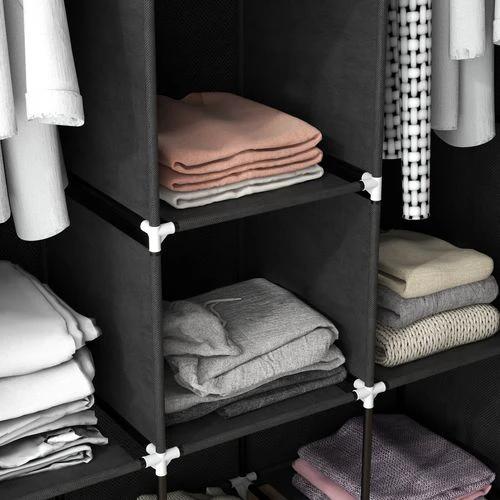 HOMCOM HOMCOM Fabric Portable Wardrobe 125x43x162.5 cm with 8 Shelves and 2 Hanging Rails Dust-Proof Storage for Home Organization - Wardrobe