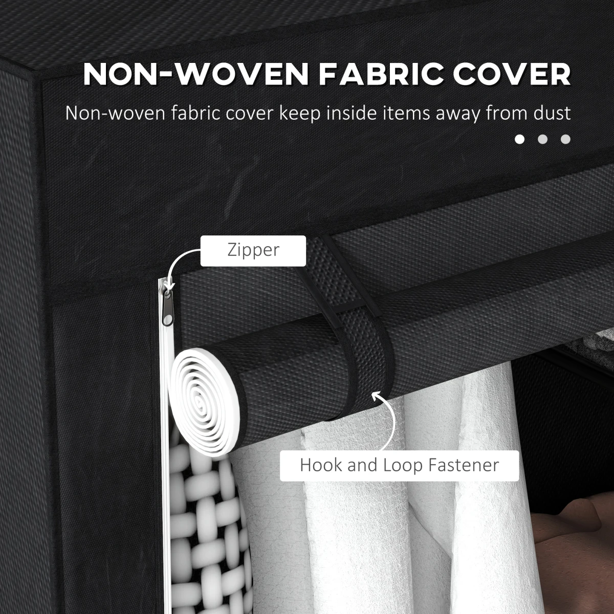 HOMCOM Fabric Wardrobe w/ Shelves Hanging Rail Foldable Closets by HOMCOM