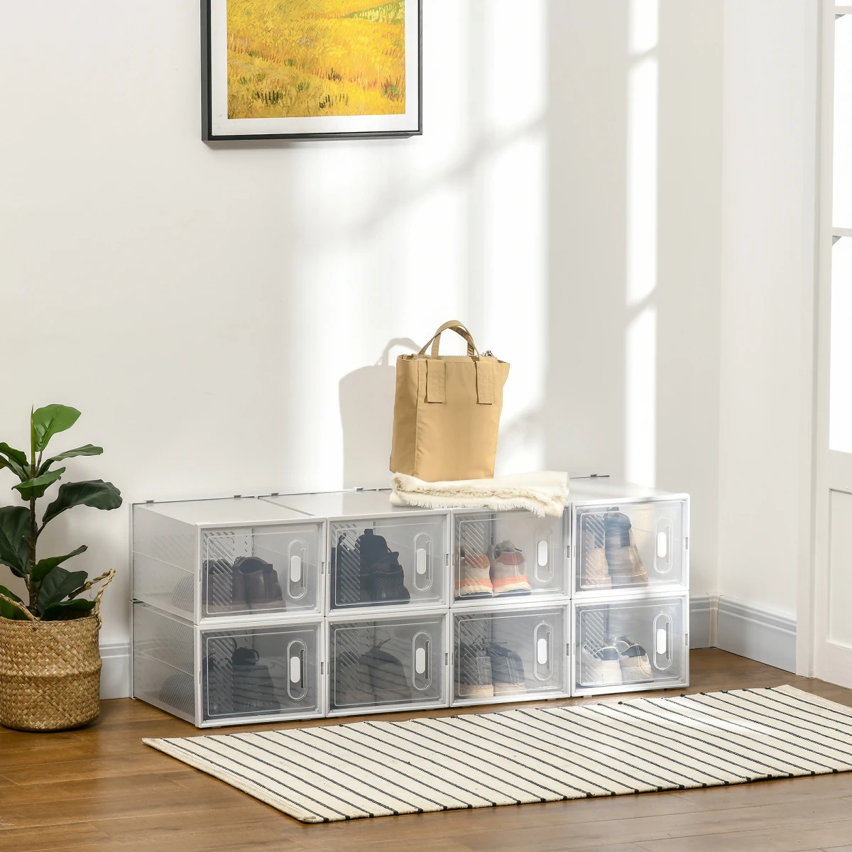 HOMCOM 8-Box Clear Shoe Storage For Home by HOMCOM