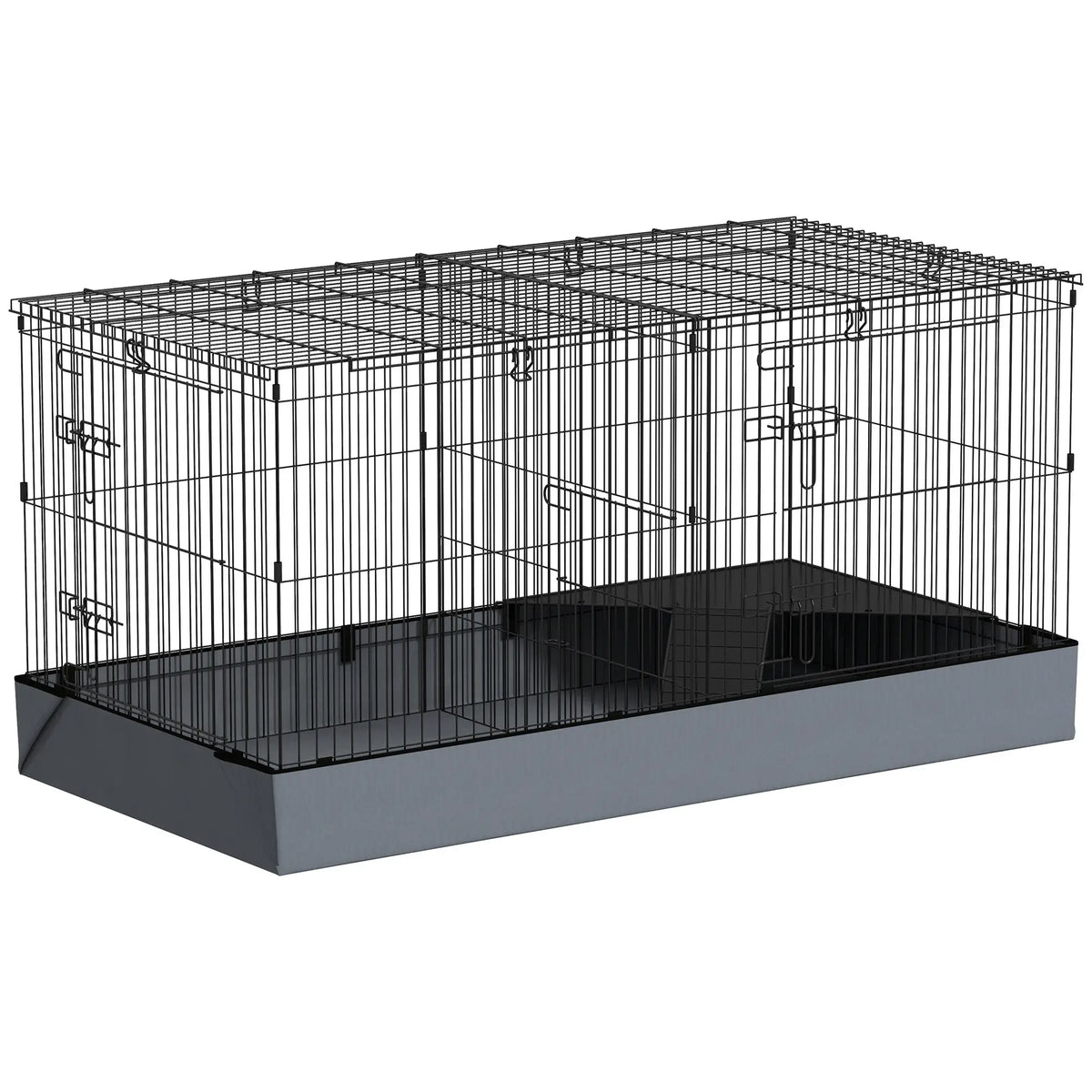 PawHut Guinea Pig Cage, 2 in 1 Rabbit Cage Pet Playpen for Hedgehogs, Black - from PawHut