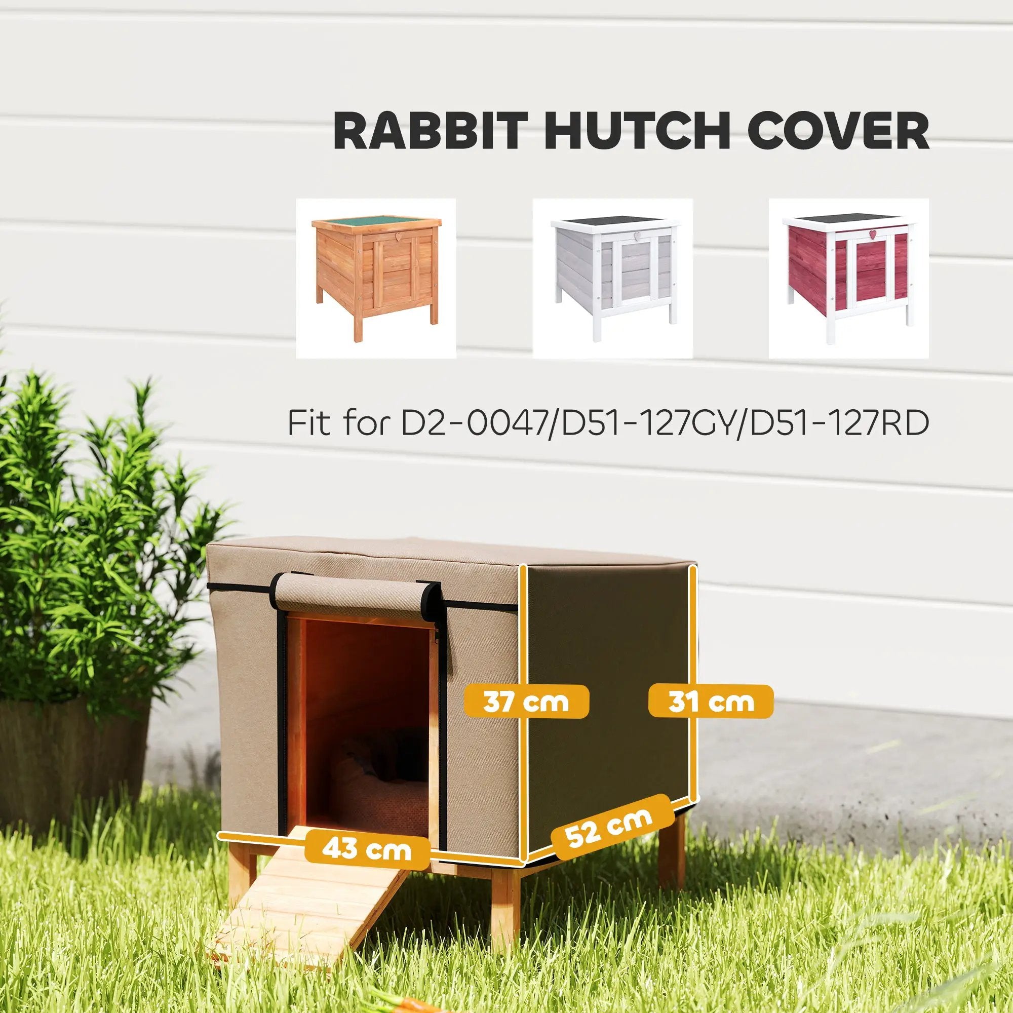 PawHut PawHut Rabbit Hutch Cover, Guinea Pig Hutch Cover for X-D2-0047, Brown - Rabbit Hutch