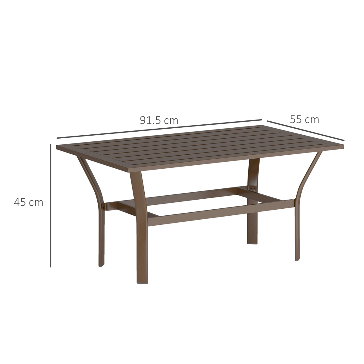 Outsunny Outdoor Coffee Table 91.5 X 55 Cm Slatted Top Weatherproof Metal Frame For Garden by Outsunny