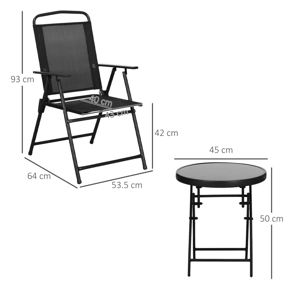 Outsunny Outsunny Bistro Set Folding Chairs & Coffee Table for Balcony - Bistro Sets