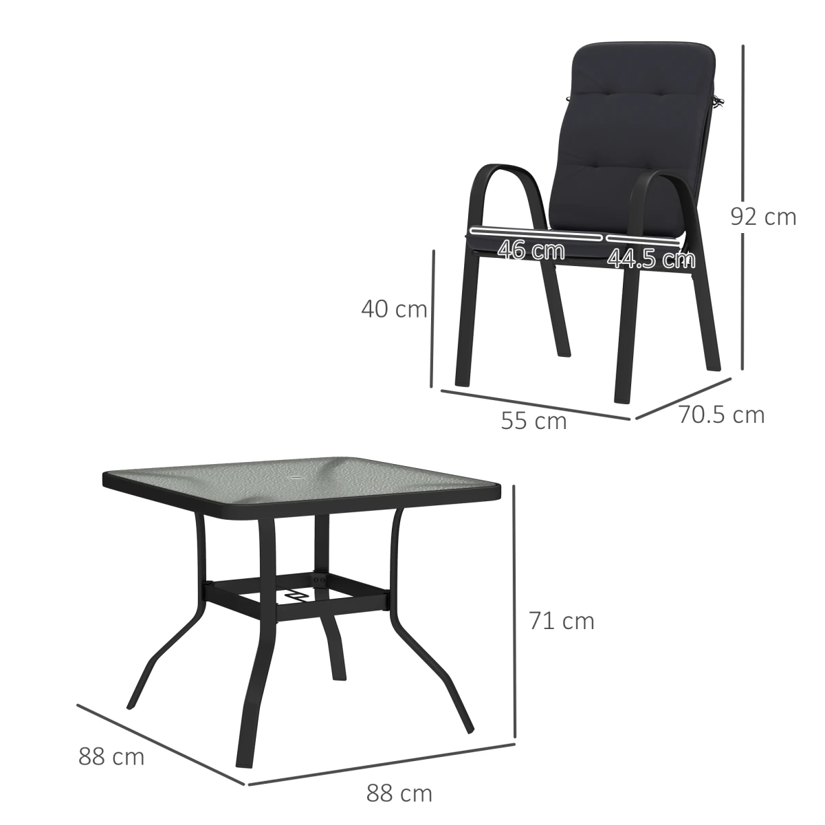 Outsunny Garden Dining Set, Glass Table w/ Umbrella Hole by Outsunny