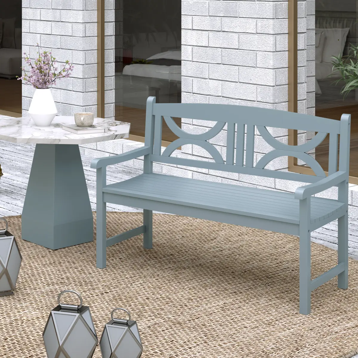 Outsunny Outsunny 2-Seater Wooden Garden Bench Outdoor Patio Loveseat - Garden Chairs