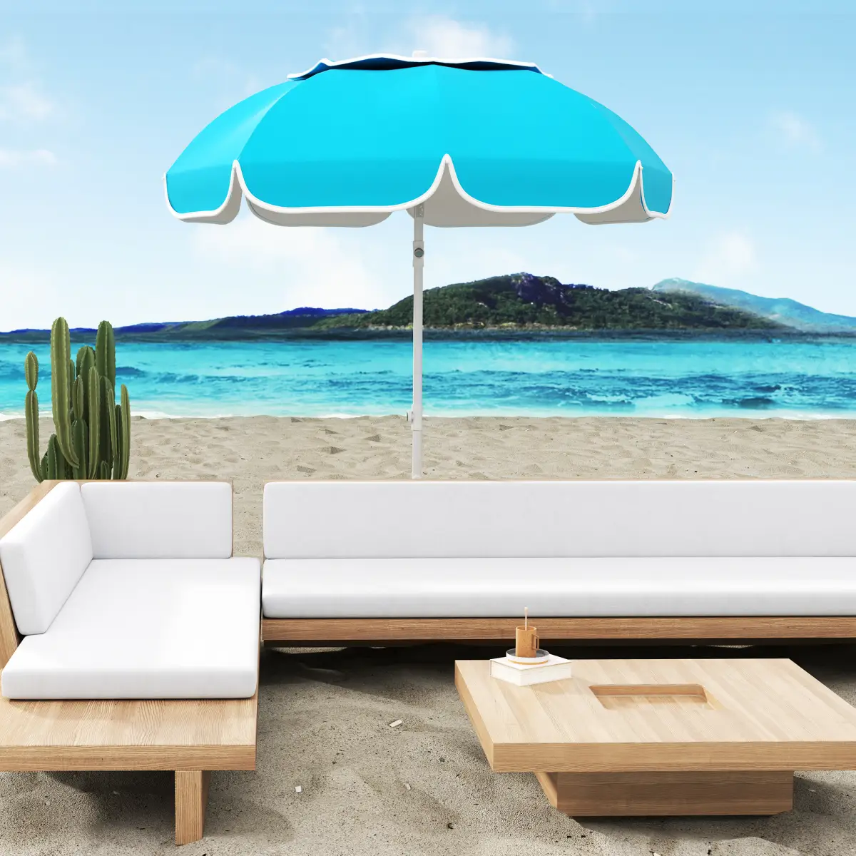 Outsunny Outsunny Beach Umbrella, Adjustable Height & Tilt Portable Parasol - Parasol
