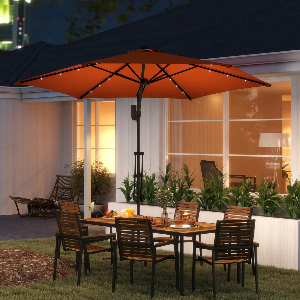 Outsunny Outsunny 3(m) Cantilever Garden Parasol Umbrella W/ Solar LED - Parasol
