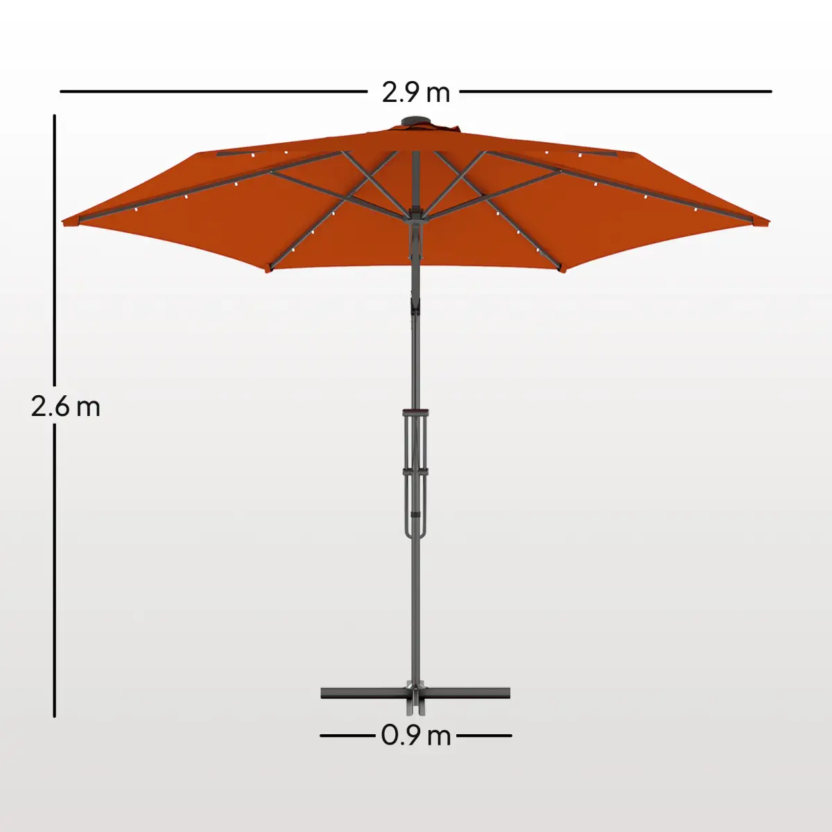 Outsunny Outsunny 3(m) Cantilever Garden Parasol Umbrella W/ Solar LED - Parasol