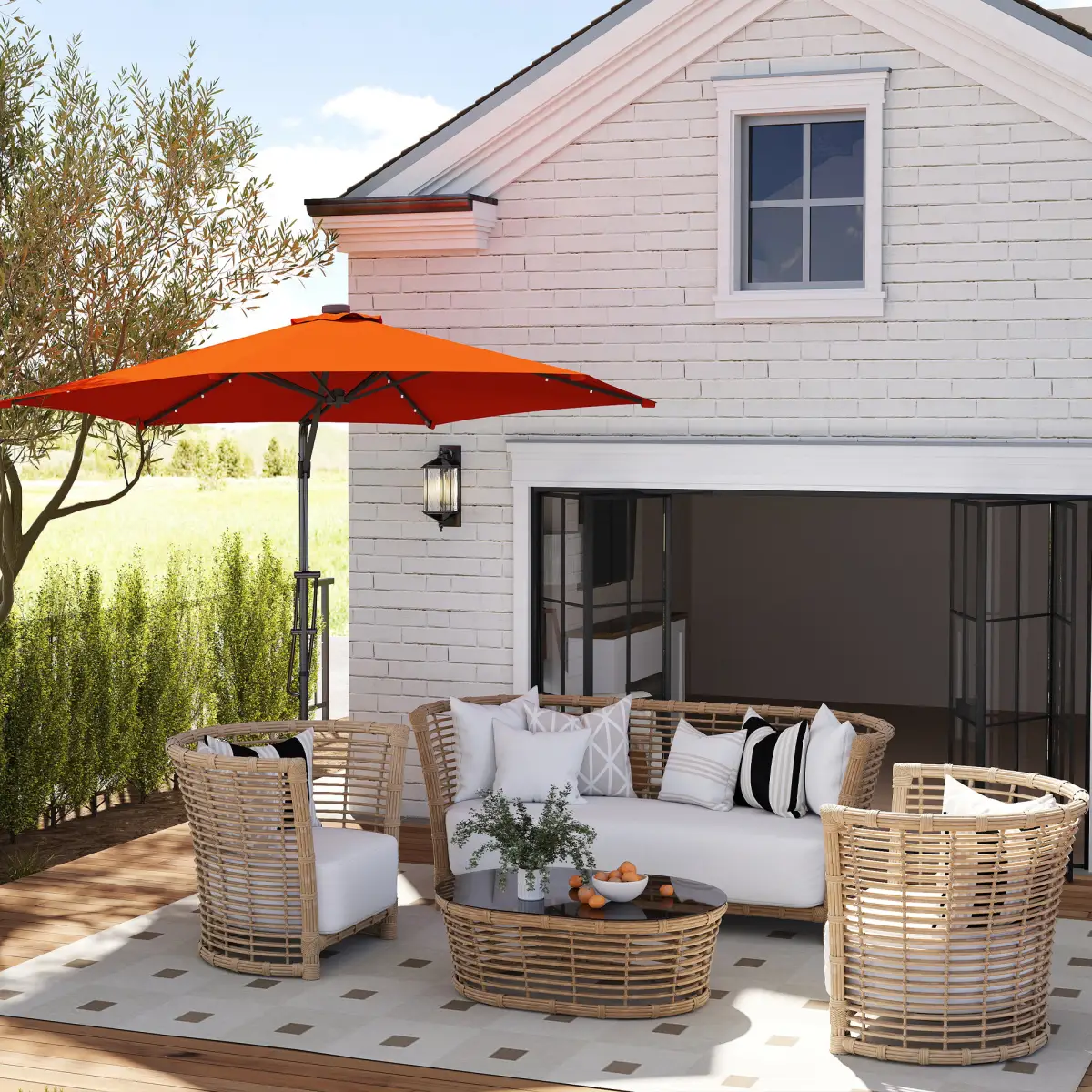 Outsunny Outsunny 3(m) Cantilever Garden Parasol Umbrella W/ Solar LED - Parasol