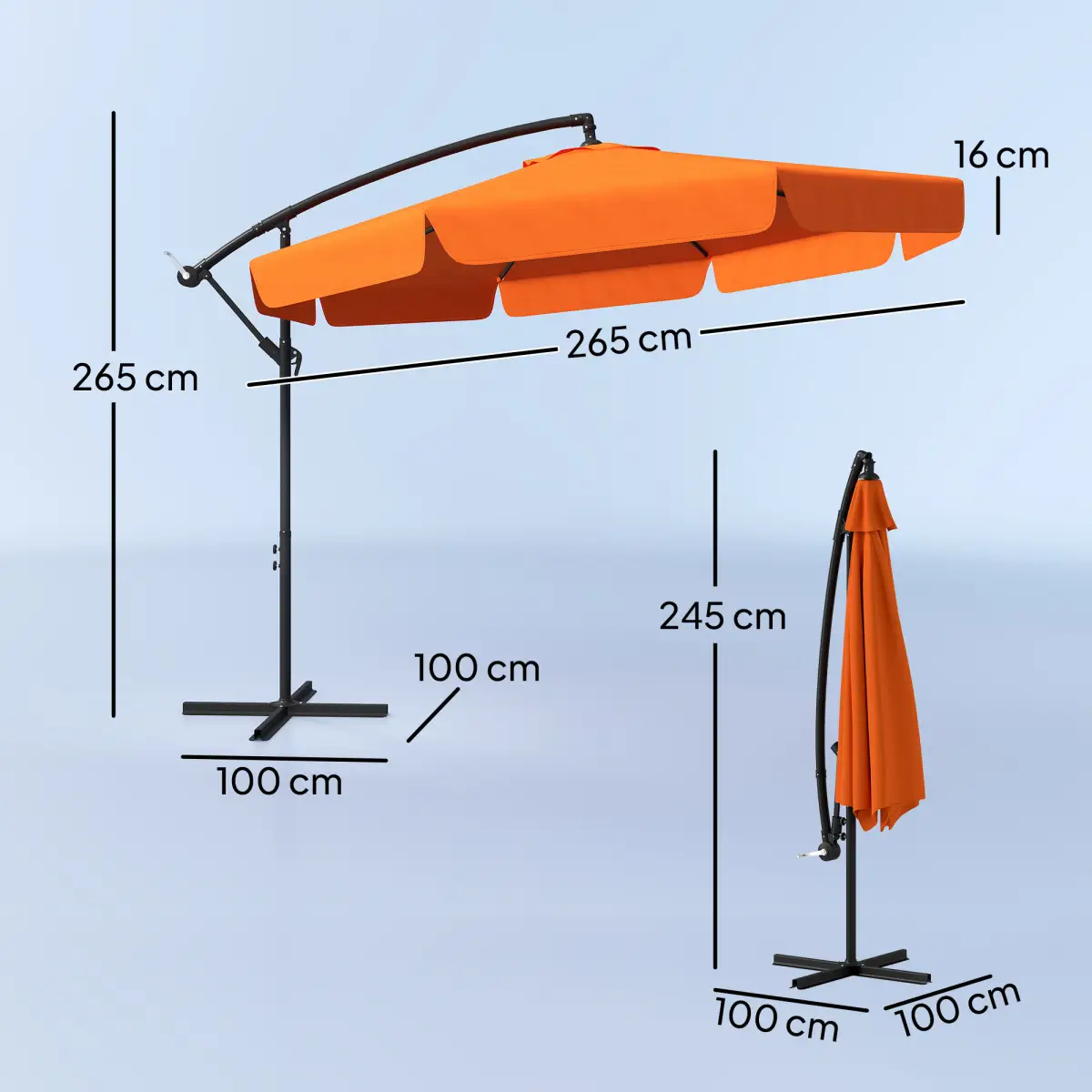 Outsunny Outsunny 2.7m Garden Cantilever Banana Parasol Sun Shade w/ Crank - Parasol